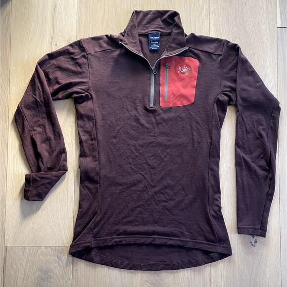 Arc'teryx Rho Brown Long Sleeve Zip Neck - Size Small - Picture 1 of 4